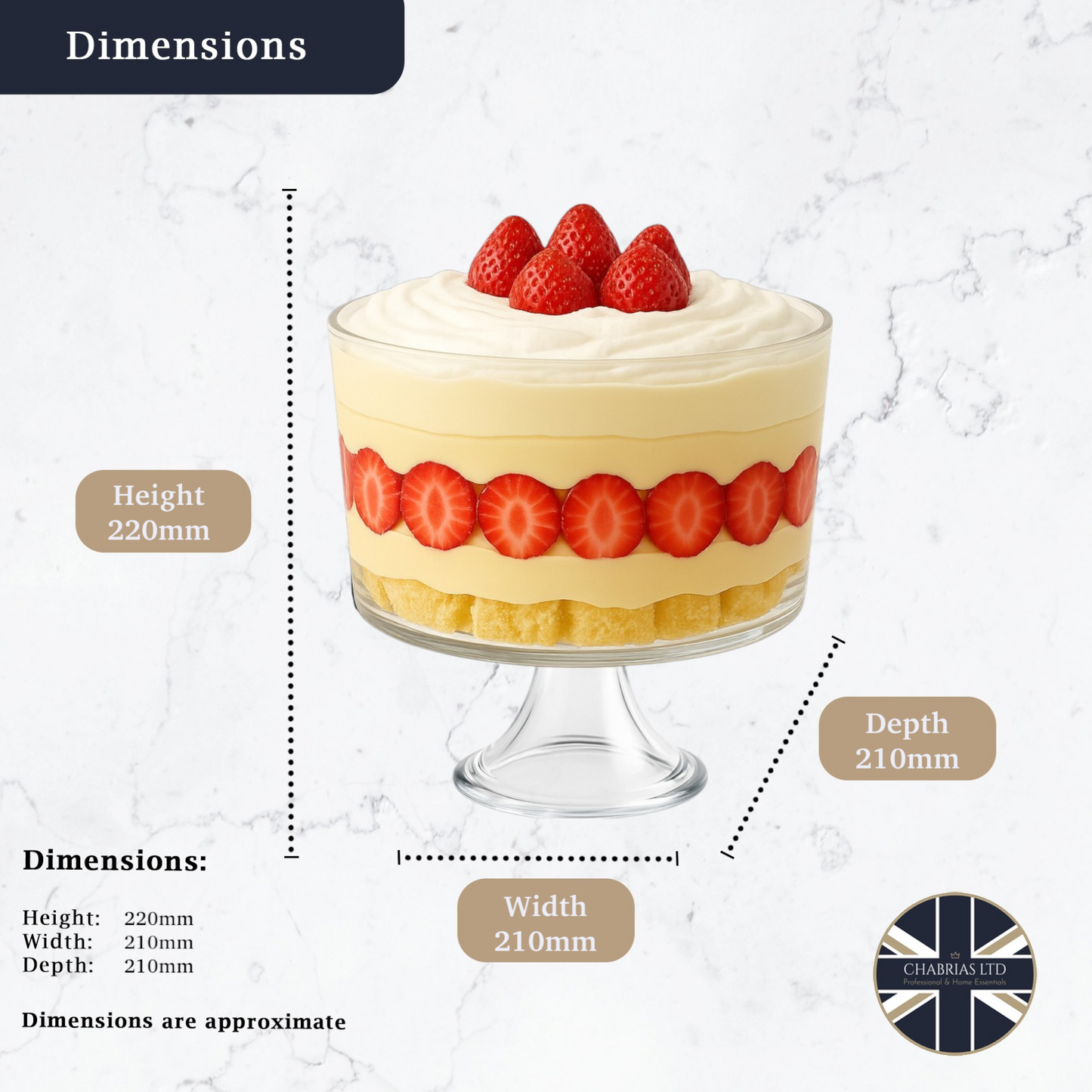 Footed Trifle Bowl Thick Glass, 2L - Premium Kitchen from Chabrias Ltd - Just £23.99! Shop now at Chabrias Ltd