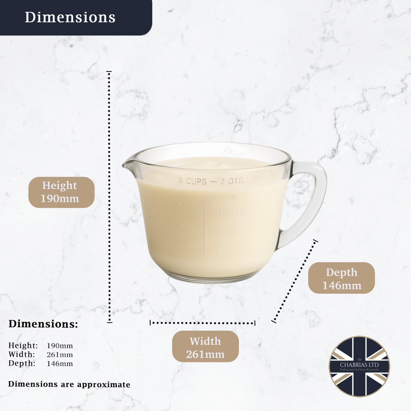 Batter Mixing Jug, 2L - Premium Glassware from Chabrias Ltd - Just £12.99! Shop now at Chabrias Ltd