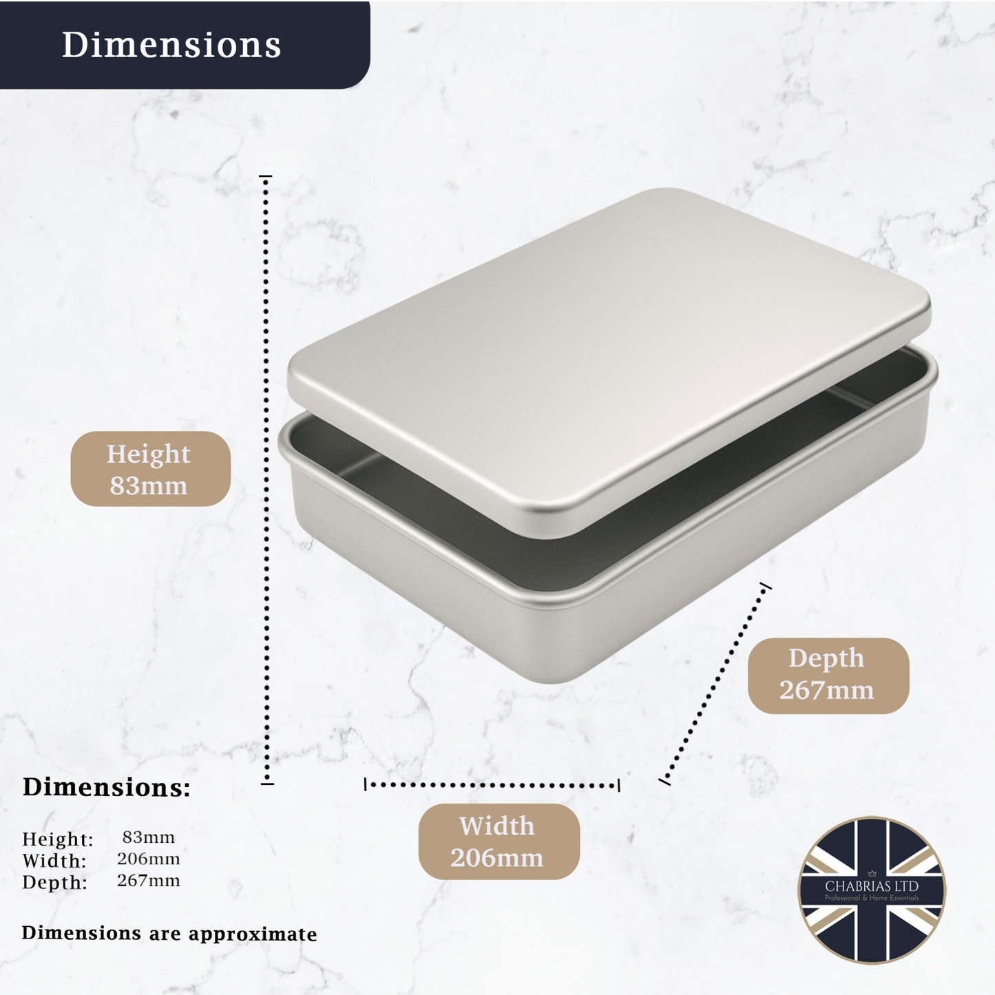 Professional Aluminium Baking Pan with Lid, (267 x 206 x 83mm) - Premium Kitchen from Chabrias Ltd - Just £19.99! Shop now at Chabrias Ltd
