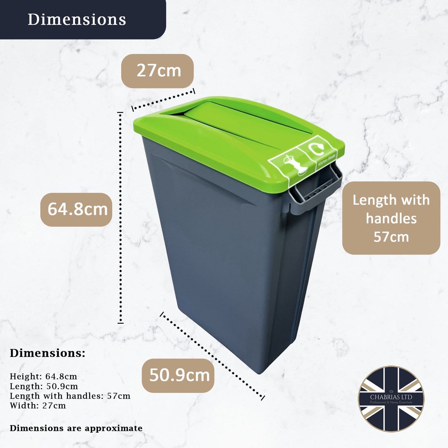 60 Litre Slim Bin With Grey Base & Swing Lids (Pack of 4) - Premium Recycling Bin from Chabrias Ltd - Just £289.99! Shop now at Chabrias Ltd
