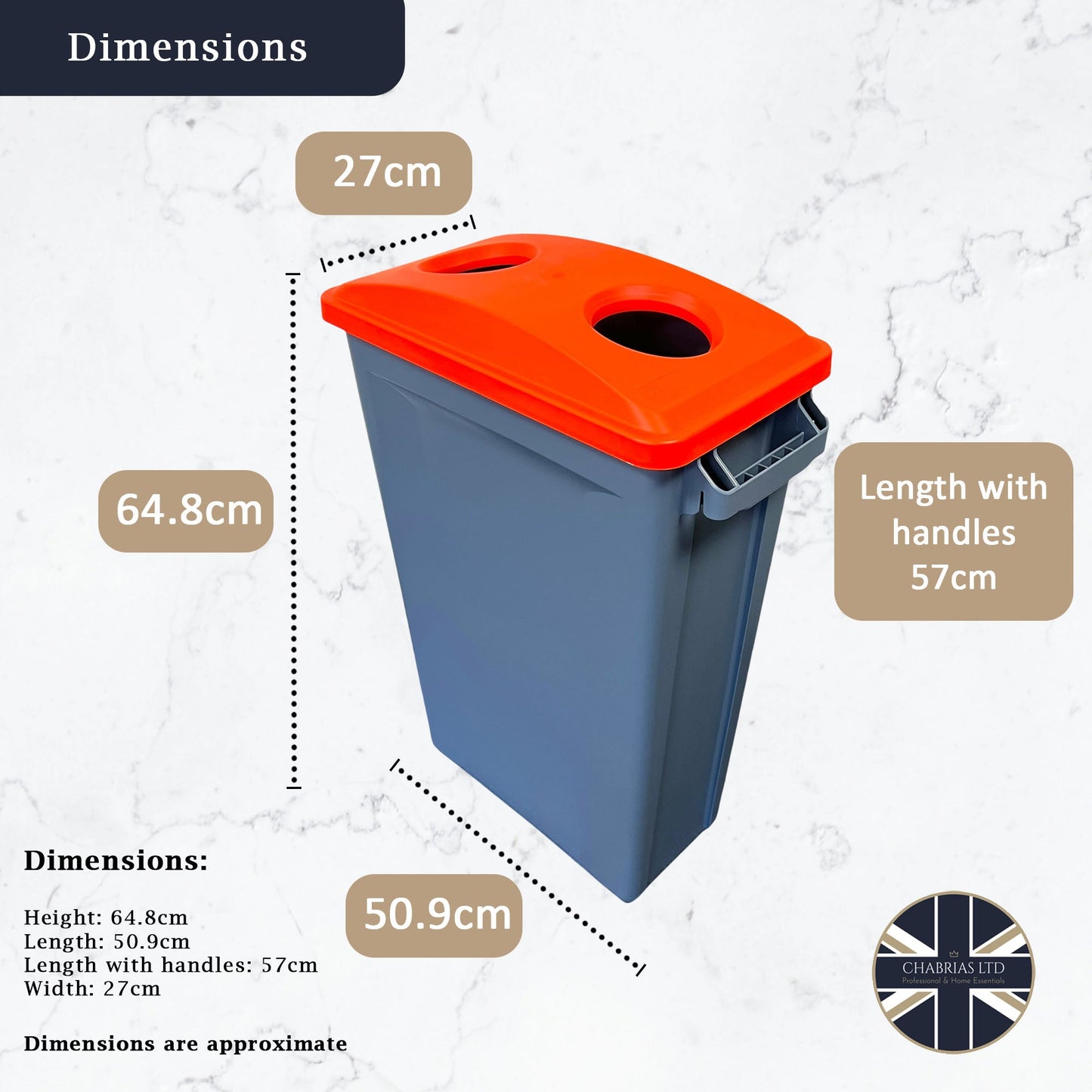 60 Litre Slim Bin, Grey Base & Red 2 Hole Lid - Premium Bins from Chabrias Ltd - Just £74.99! Shop now at Chabrias Ltd