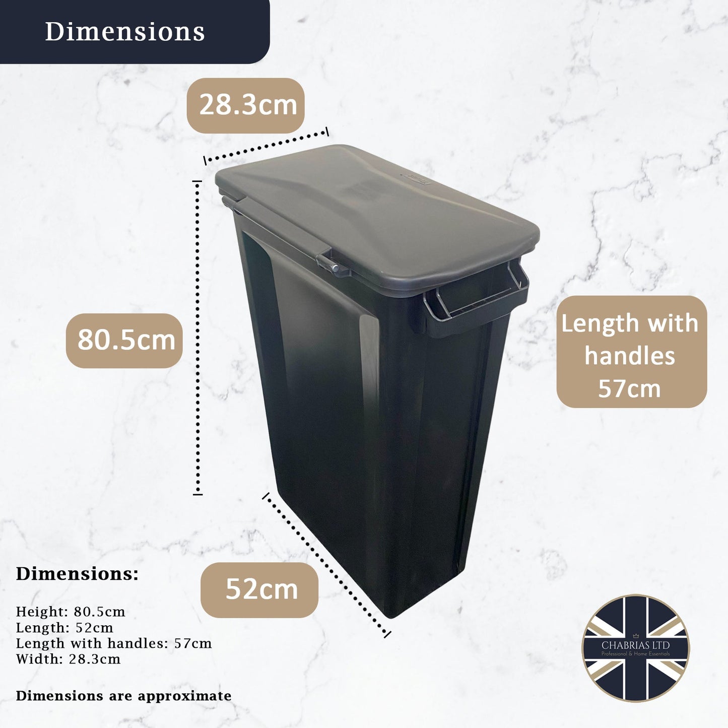 87 Litre Slim Bin, Black Base & Black Hinged Lid - Premium Recycling Bin from Chabrias Ltd - Just £89.99! Shop now at Chabrias Ltd