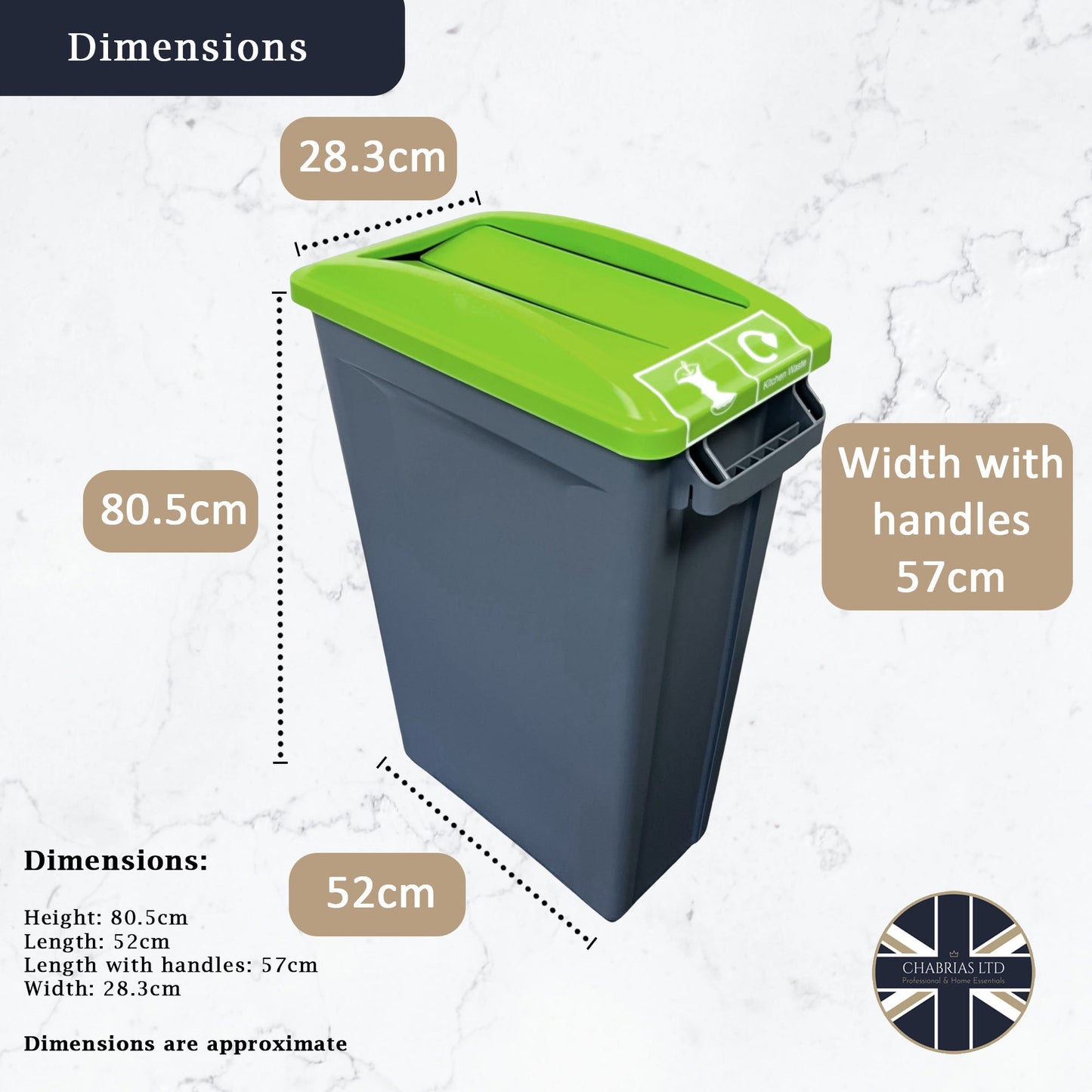87 Litre Slim Bin With Grey Base & Swing Lids (Pack of 4) - Premium Recycling Bin from Chabrias Ltd - Just £319.99! Shop now at Chabrias Ltd