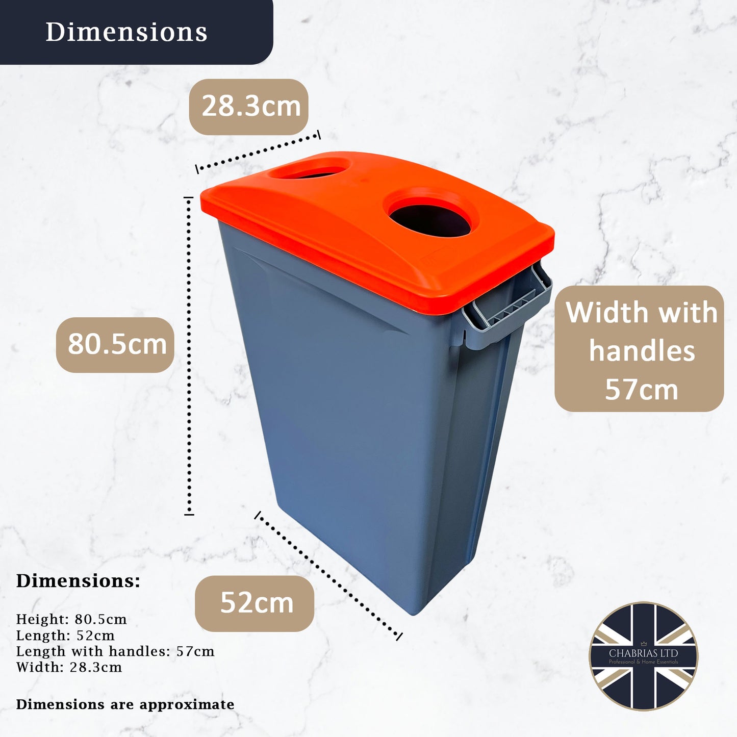 87 Litre Slim Bin, Grey Base & Red 2 Hole Lid - Premium Bins from Chabrias Ltd - Just £89.99! Shop now at Chabrias Ltd