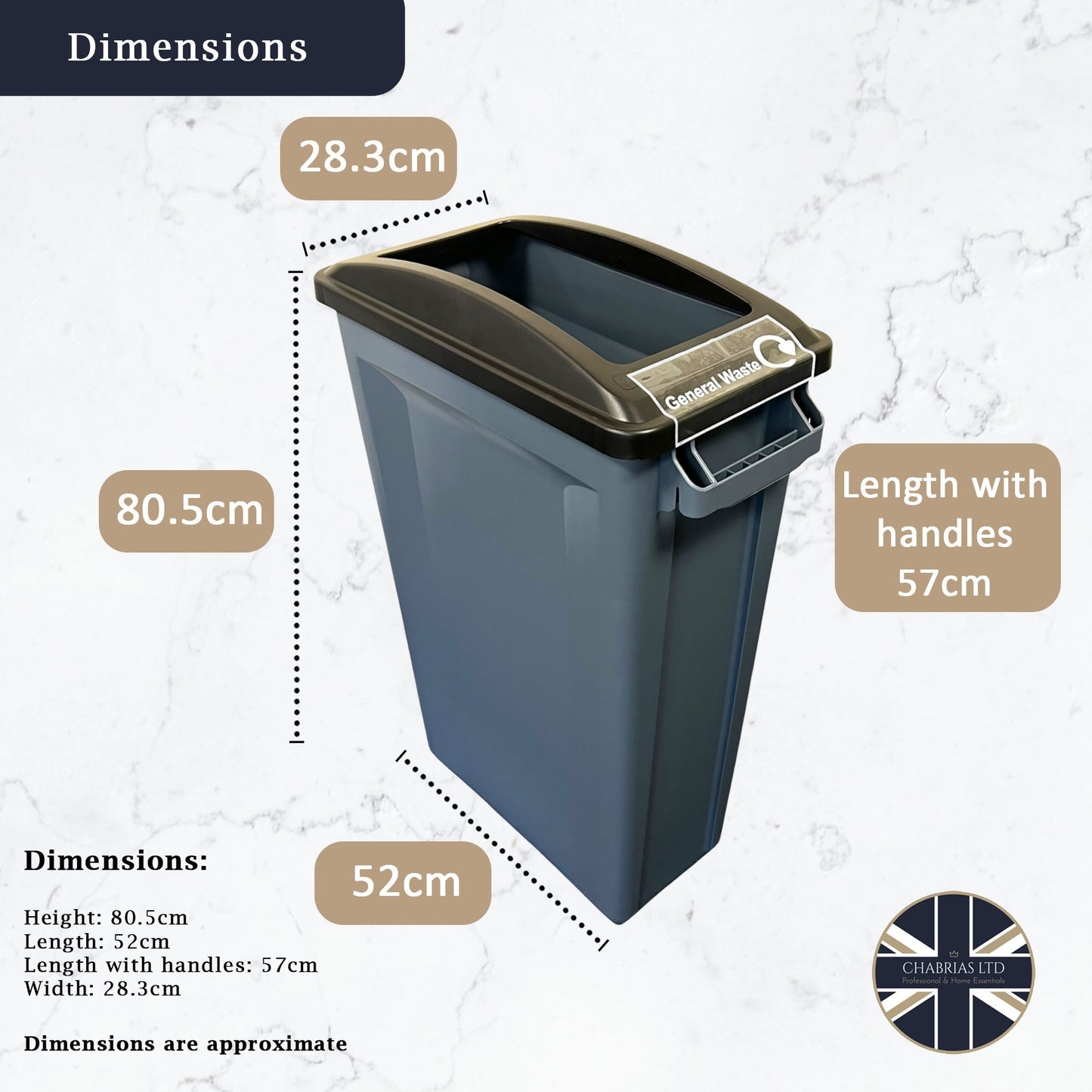 87 Litre Slim Bin, Grey Base & Black Open Lid - Premium Recycling Bin from Chabrias Ltd - Just £89.99! Shop now at Chabrias Ltd