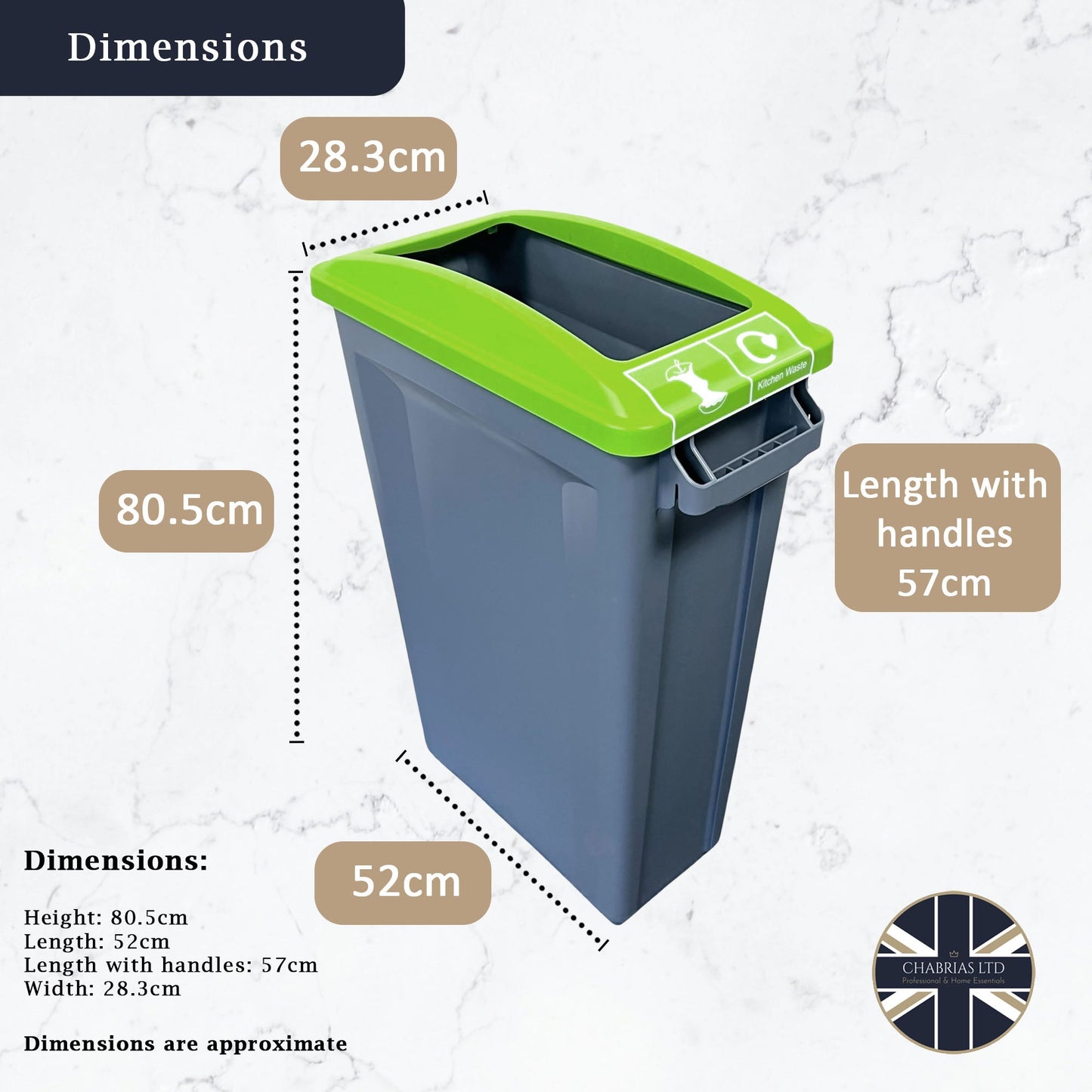 87 Litre Slim Bin With Grey Base & Open Lids (Pack of 4) - Premium Recycling Bin from Chabrias Ltd - Just £309.99! Shop now at Chabrias Ltd
