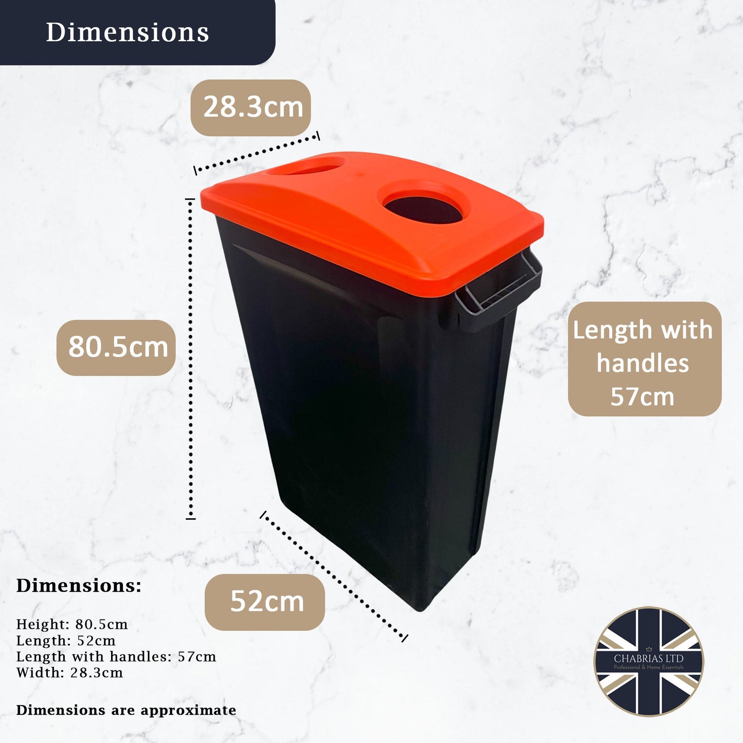 87 Litre Slim Bin, Black Base & Red 2 Hole Lid - Premium Recycling Bin from Chabrias Ltd - Just £89.99! Shop now at Chabrias Ltd