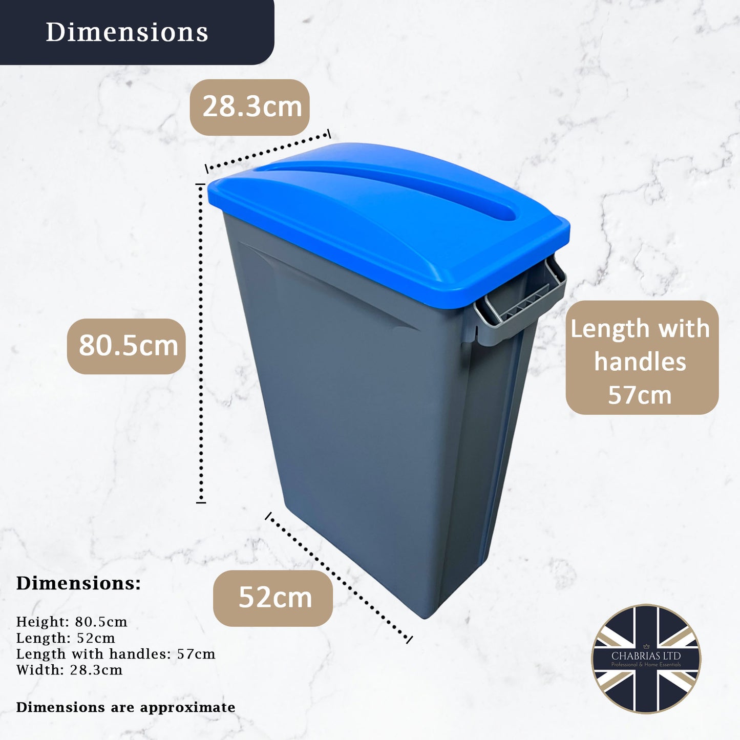 87 Litre Slim Bin Grey Base & Blue Paper Slot Lid - Premium Recycling Bin from Chabrias Ltd - Just £89.99! Shop now at Chabrias Ltd