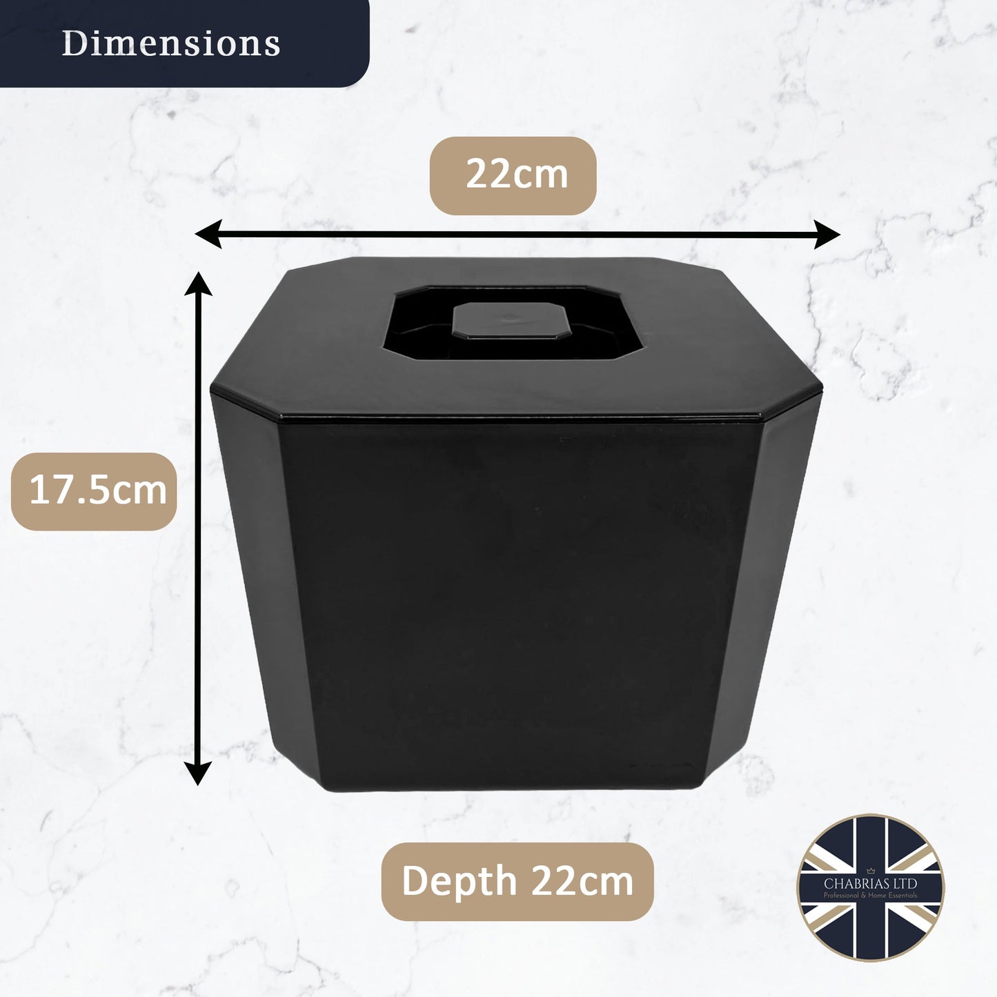 Octagonal Plastic Ice Bucket & Drip Tray Black - Premium Home from Chabrias Ltd - Just £14.99! Shop now at Chabrias Ltd