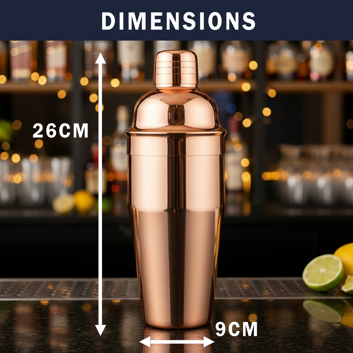 750ml Copper Plated Cocktail Shaker with Built-in Strainer – Professional 3-Piece Bar Tool - Premium Kitchen from Chabrias Ltd - Just £7.99! Shop now at Chabrias Ltd