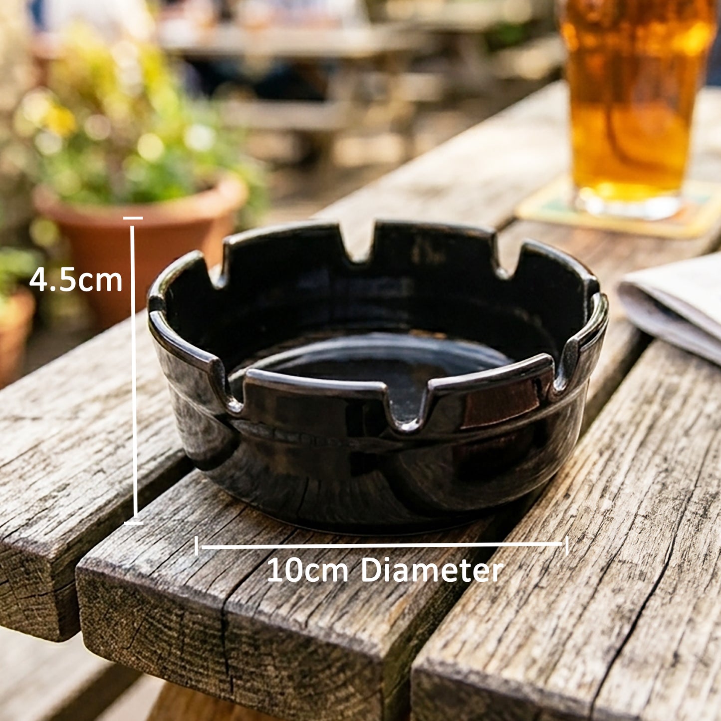 4" Black Melamine Ashtray 12 Pack – Durable 8 Notch Design