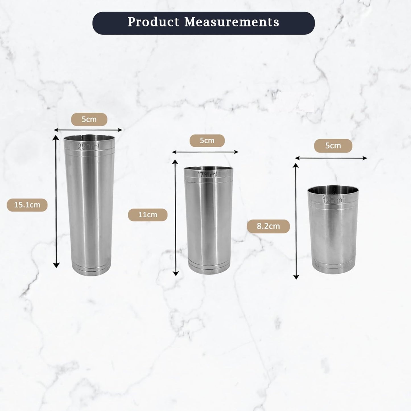 Stainless Steel Thimble Wine Measure 125ml, 175ml, 250ml, Drinks Measure, Government Stamped - Premium Kitchen from Chabrias Ltd - Just £14.99! Shop now at Chabrias Ltd