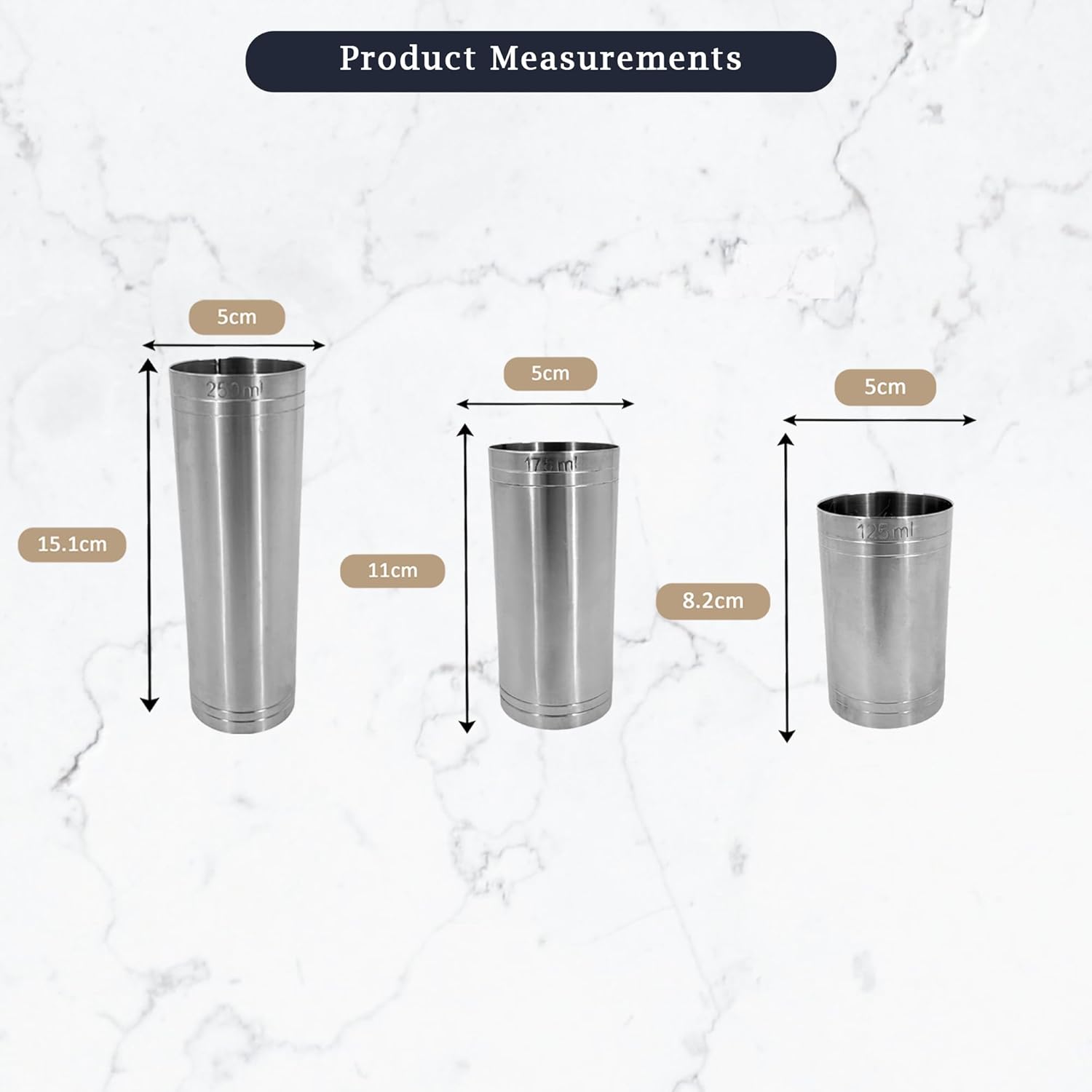 Stainless Steel Thimble Wine Measure 125ml, 175ml, 250ml, Drinks Measure, Government Stamped - Premium Kitchen from Chabrias Ltd - Just £14.99! Shop now at Chabrias Ltd