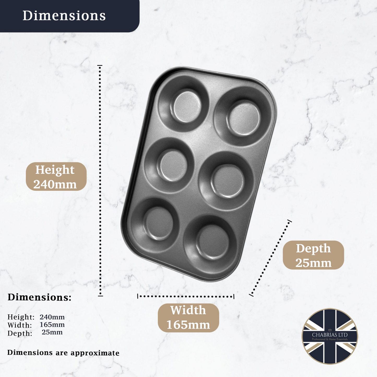 Non-Stick Yorkshire Pudding Bun Oven Tray – Small 6 Cup (2 Piece Set) - Premium Kitchen from Chabrias Ltd - Just £12.99! Shop now at Chabrias Ltd