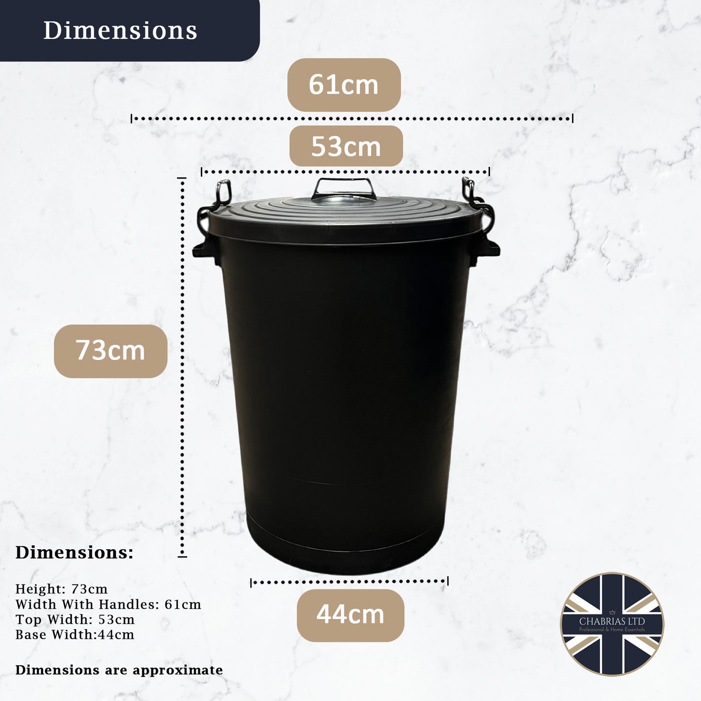 Heavy Duty Plastic Bin, With Locking Clip Lid, Black, 110L - Premium Bins from Chabrias Ltd - Just £34.99! Shop now at Chabrias Ltd
