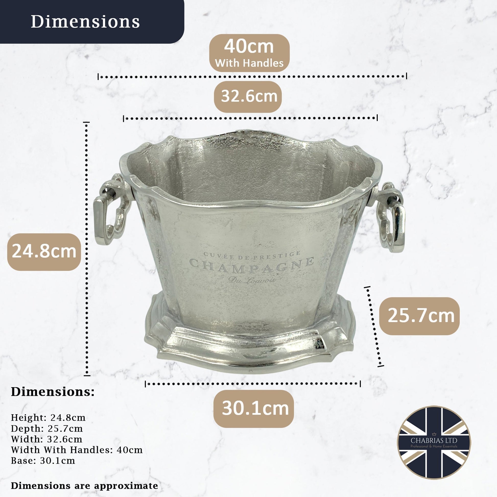 Deluxe 8 Litre Vintage "Cuvée de Prestige Champagne" Bucket, Scalloped - Premium Kitchen from Chabrias Ltd - Just £86.99! Shop now at Chabrias Ltd