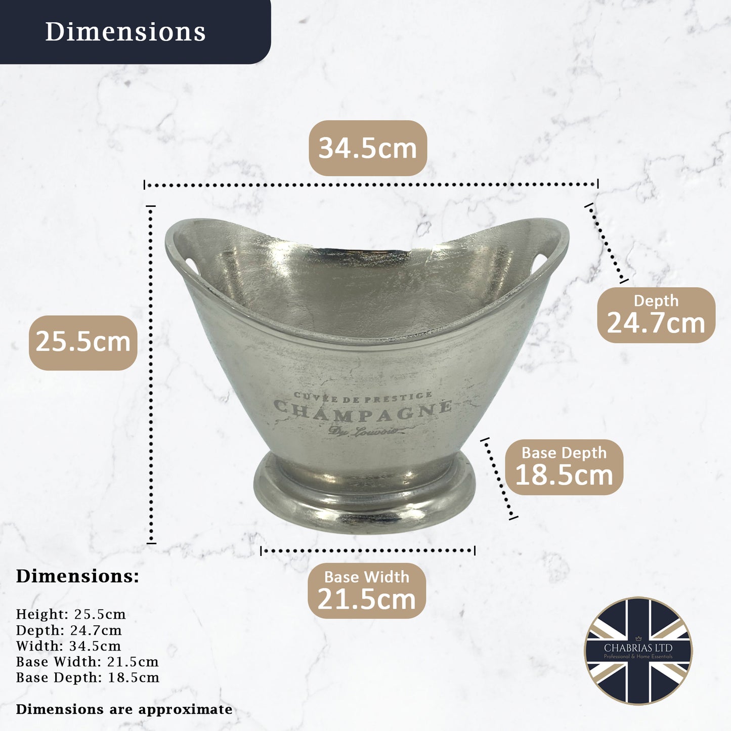Deluxe Vintage "Cuvée de Prestige Champagne" Elegant Ice Bucket with Integrated Handles - Premium Kitchen from Chabrias Ltd - Just £75.99! Shop now at Chabrias Ltd