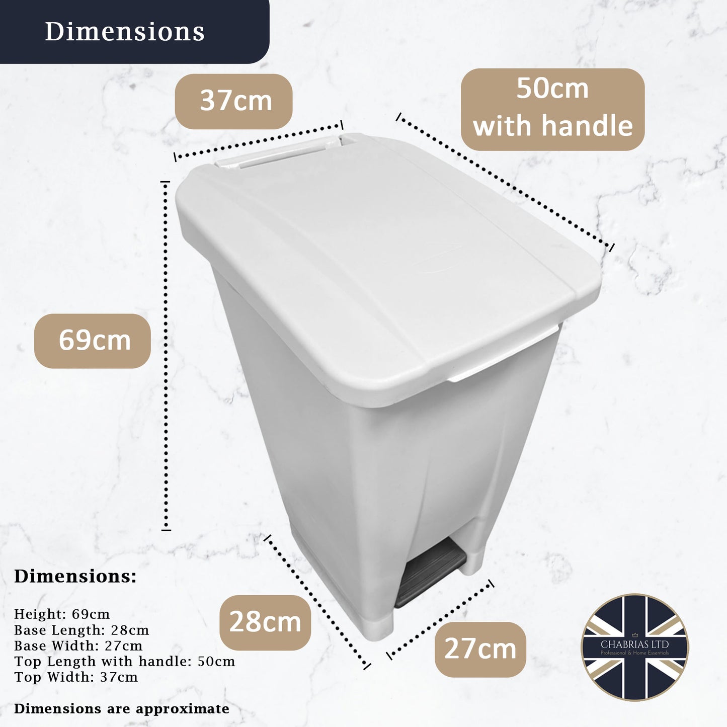 Plastic Bodied Sack Holder, White Body & White Lid, 60L - Premium Recycling Bin from Chabrias Ltd - Just £64.99! Shop now at Chabrias Ltd