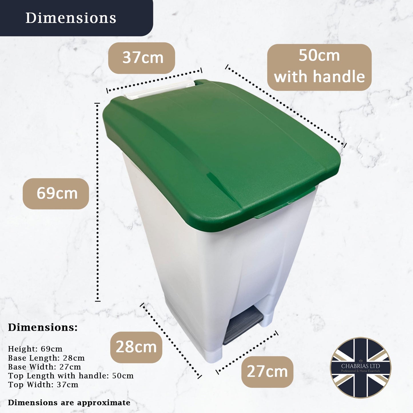 Plastic Sack Holder, White Body With Green Lid, Mixed Recycling Sticker Included, 60L - Premium Recycling Bin from Chabrias Ltd - Just £64.99! Shop now at Chabrias Ltd