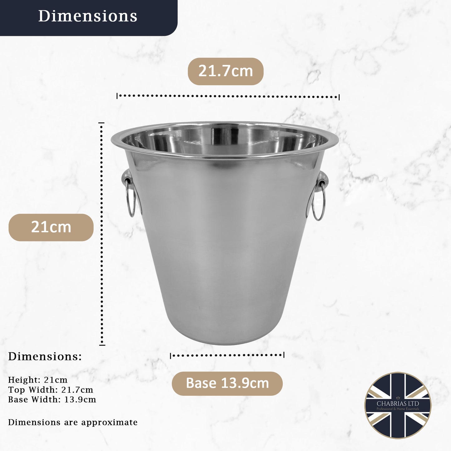 Stainless Steel Ice Bucket, 5L (16 pack) - Premium Kitchen from Chabrias Ltd - Just £124.99! Shop now at Chabrias Ltd