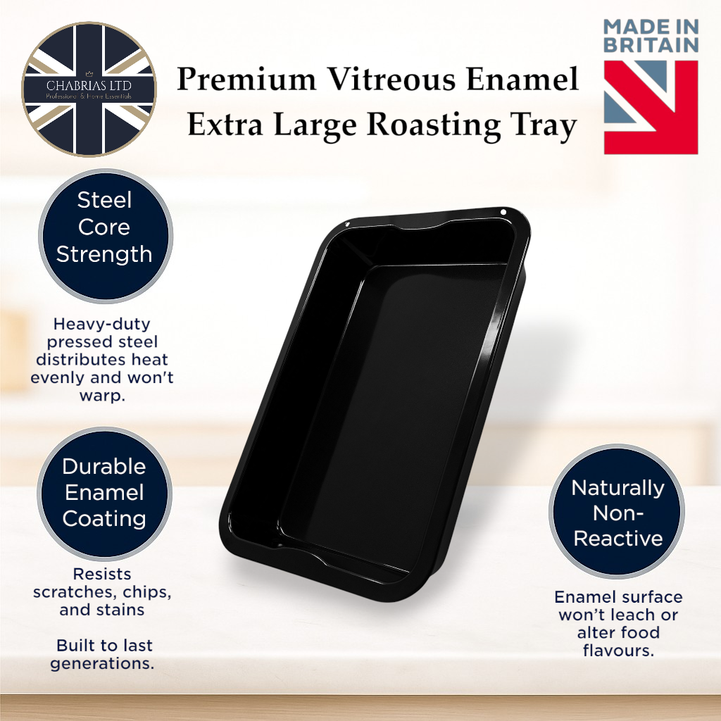 Vitreous Enamel Roasting Tray, Extra Large, 43cm - Premium Kitchen from Chabrias Ltd - Just £15.99! Shop now at Chabrias Ltd