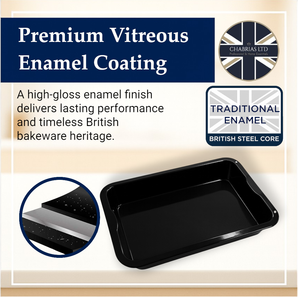 Vitreous Enamel Roasting Tray, Extra Large, 43cm - Premium Kitchen from Chabrias Ltd - Just £15.99! Shop now at Chabrias Ltd