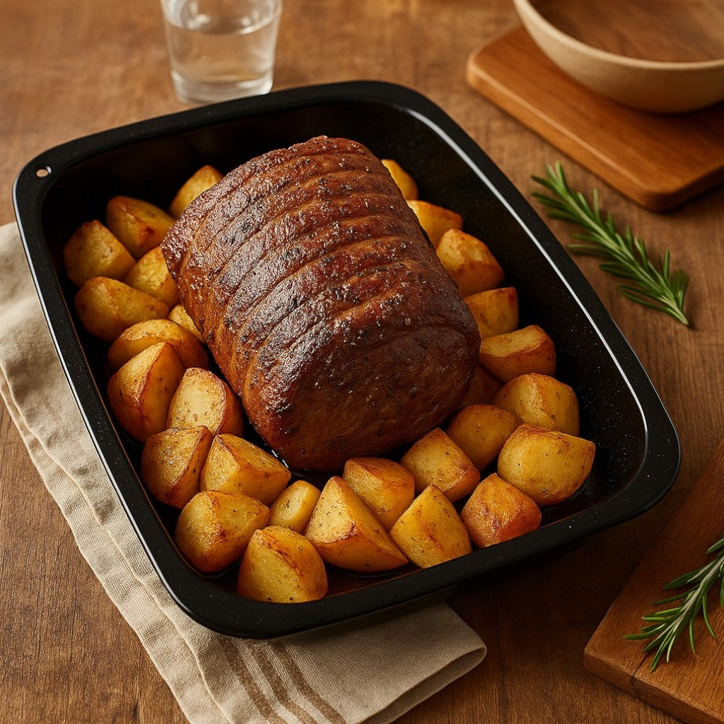 Vitreous Enamel Medium Roasting Tray & Large Oven Tray Set (33cm/36cm) - Premium Kitchen from Chabrias Ltd - Just £17.99! Shop now at Chabrias Ltd