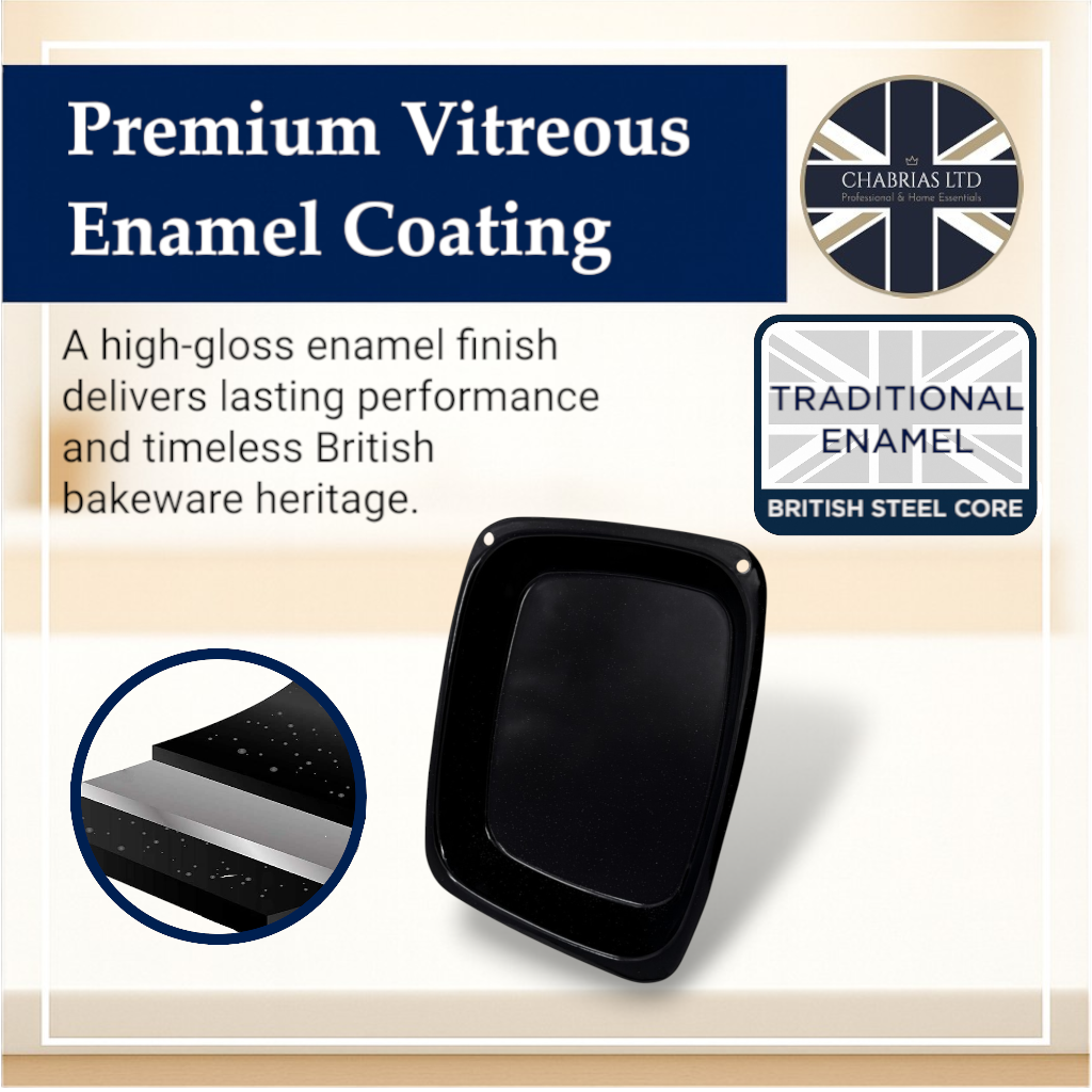 Vitreous Enamel Roasting Tray, Medium, 33cm - Premium Kitchen from Chabrias Ltd - Just £11.99! Shop now at Chabrias Ltd