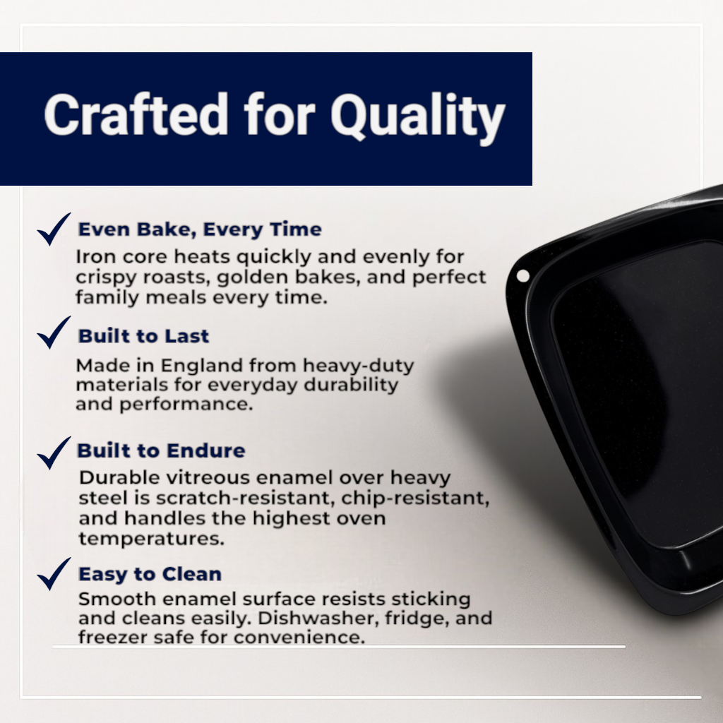 33cm Vitreous Enamel Roasting Tray – Medium – Great British Bakeware - Premium Kitchen from Chabrias Ltd - Just £11.99! Shop now at Chabrias Ltd
