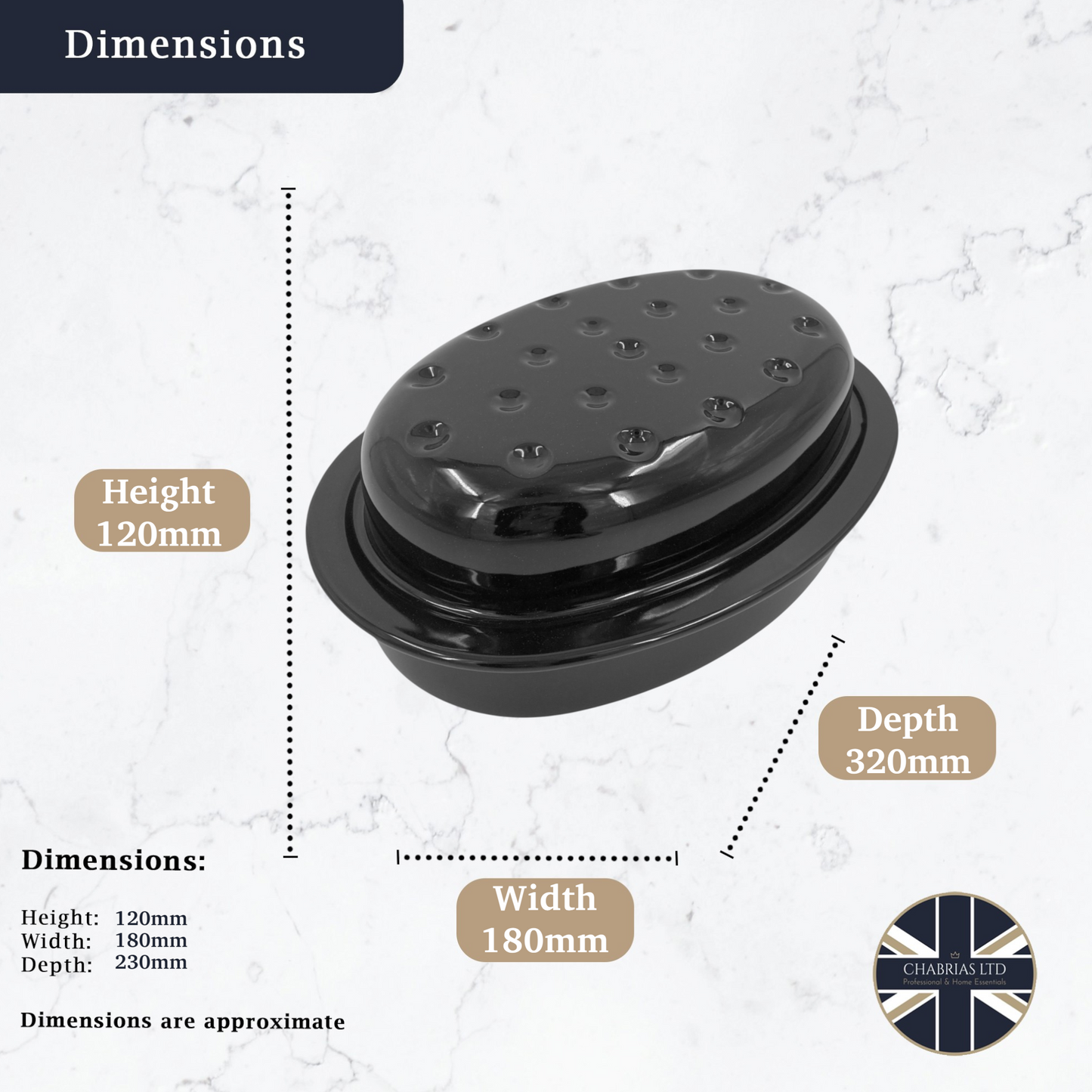Vitreous Enamel Oval Roasting Tin with Lid & Roasting Tray with Rack (33, 37cm) - Premium Kitchen from Chabrias Ltd - Just £28.99! Shop now at Chabrias Ltd