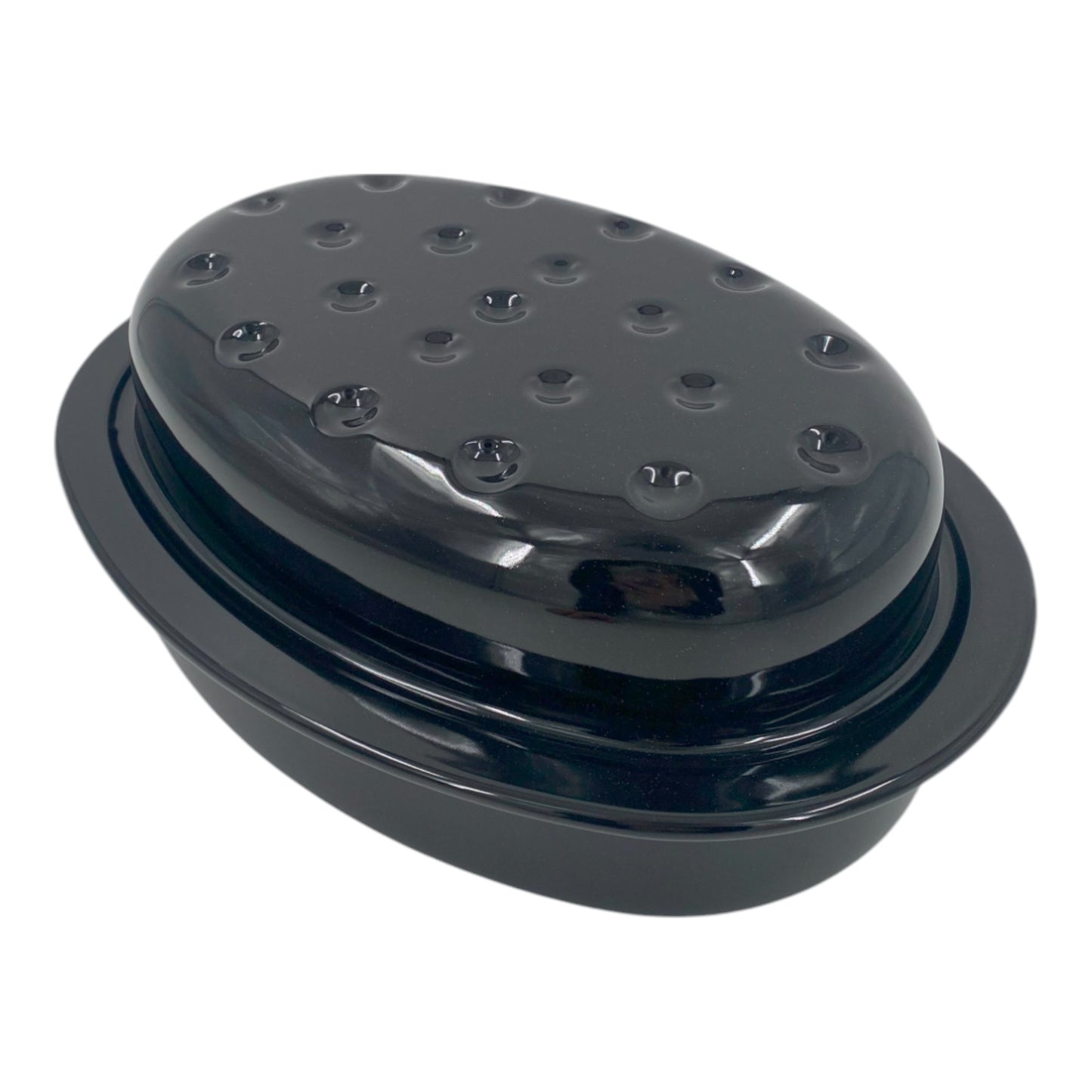 Vitreous Enamel Oval Roasting Tin with Lid & Roasting Tray with Rack (33, 37cm) - Premium Kitchen from Chabrias Ltd - Just £28.99! Shop now at Chabrias Ltd