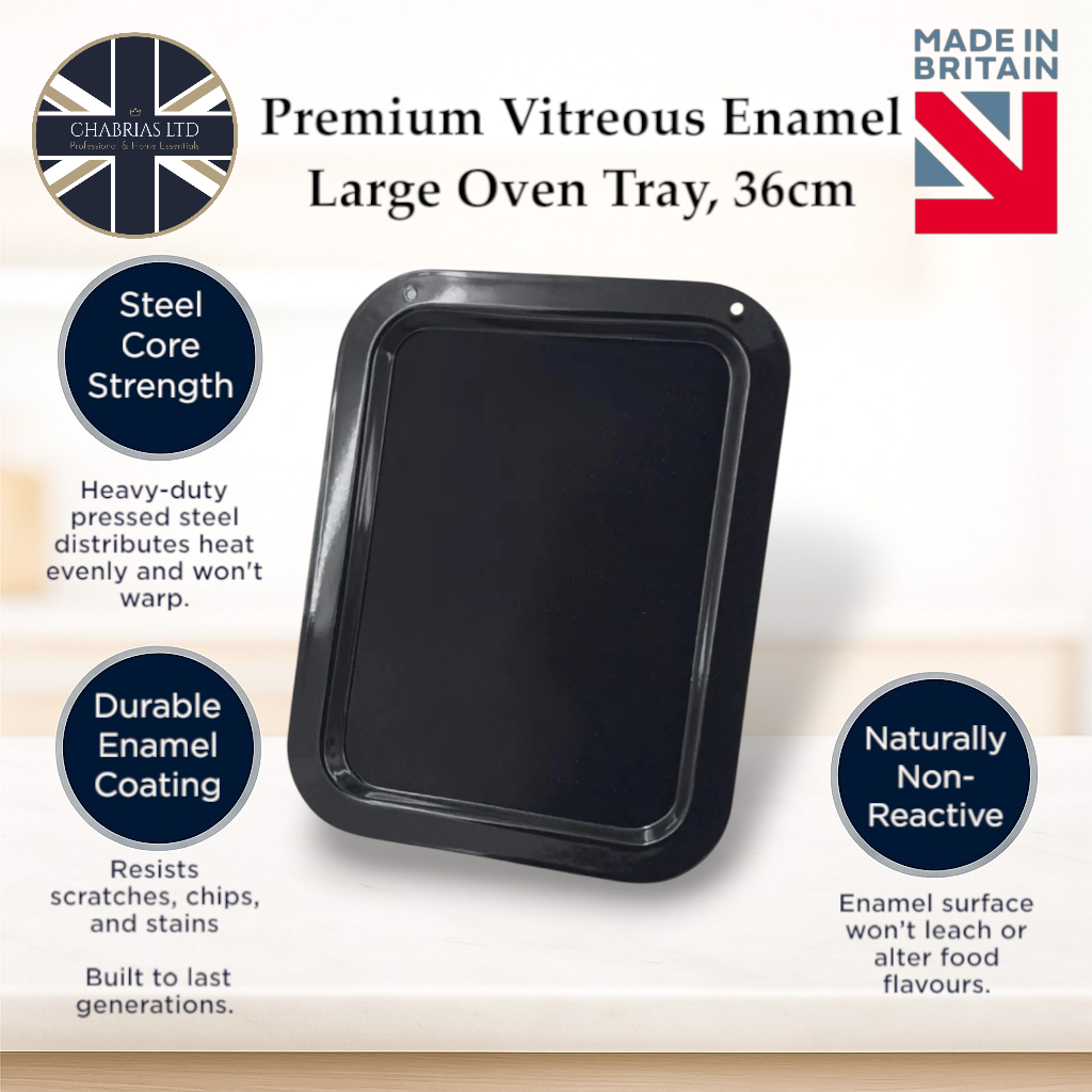 Vitreous Enamel Oven Tray (36cm) - Premium Home from Chabrias Ltd - Just £18.99! Shop now at Chabrias Ltd