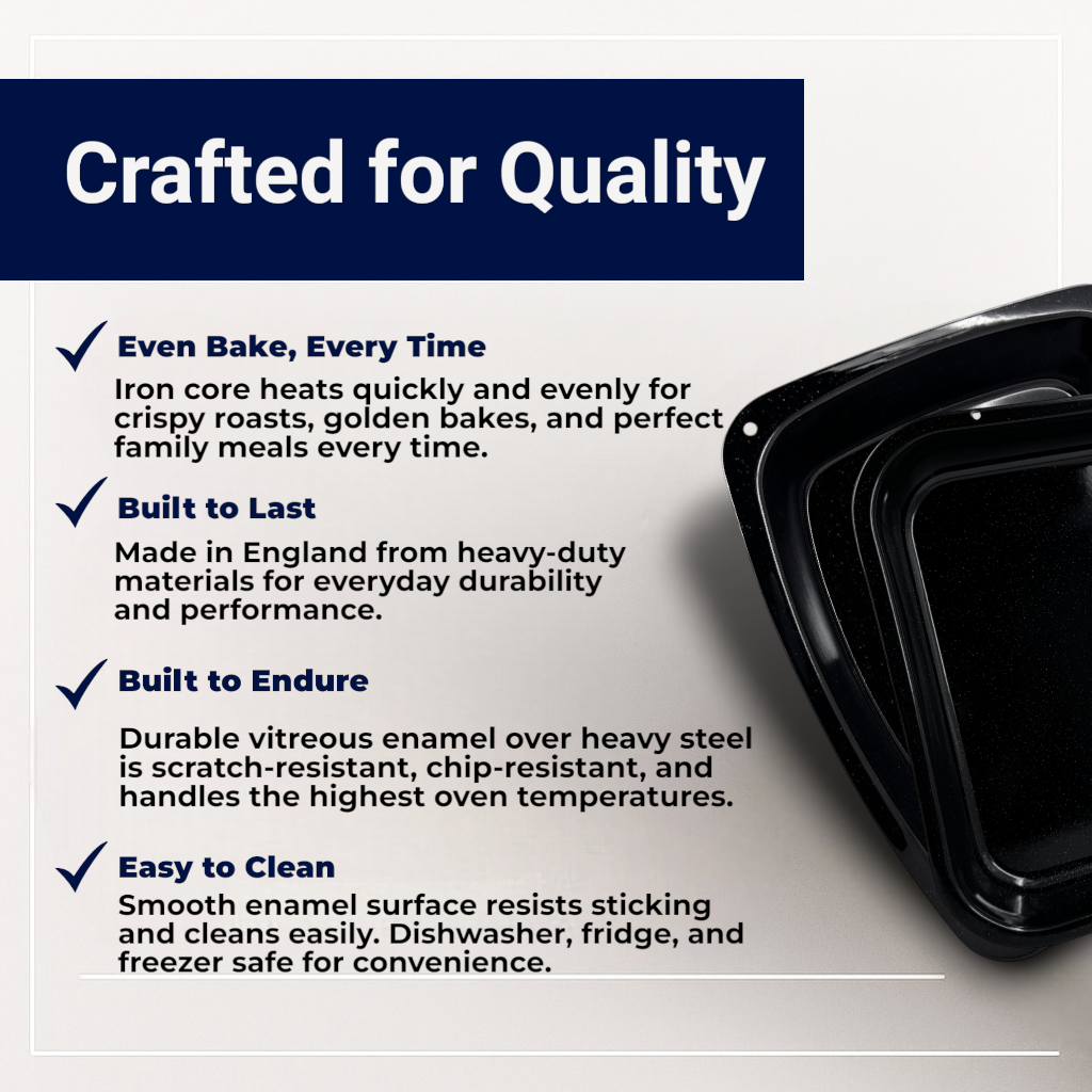 Vitreous Enamel Roasting Tray Set – Small & Medium – 2-Piece – Great British Bakeware - Premium Kitchen from Chabrias Ltd - Just £16.99! Shop now at Chabrias Ltd