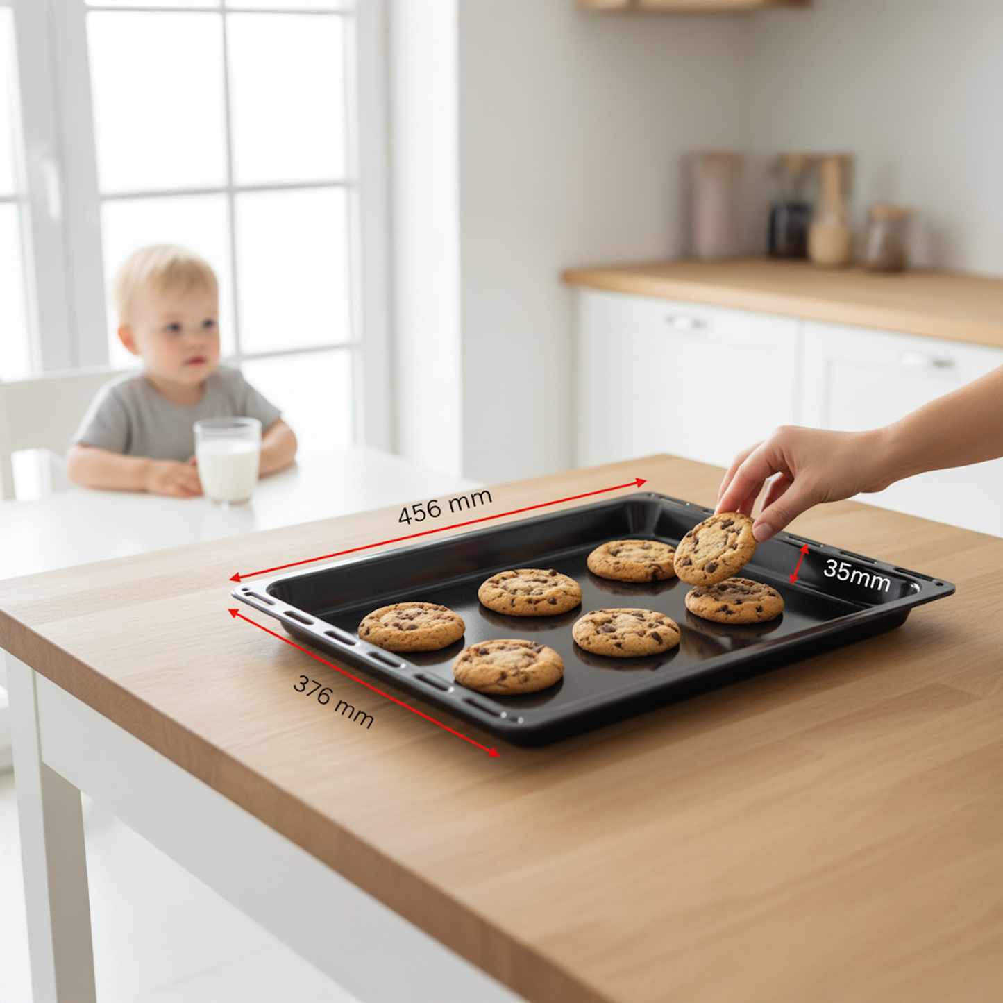 Enamel oven tray 456 x 375 x 35mm compatible with many ovens