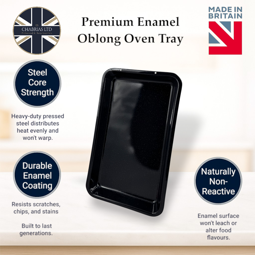 Vitreous Enamel Oven Baking Tray, 35cm - Premium Home from Chabrias Ltd - Just £9.99! Shop now at Chabrias Ltd