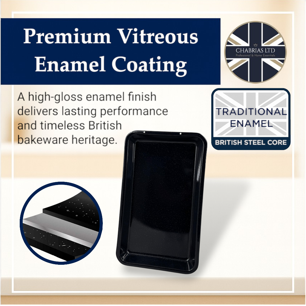 Vitreous Enamel Oven Baking Tray, 35cm - Premium Home from Chabrias Ltd - Just £9.99! Shop now at Chabrias Ltd