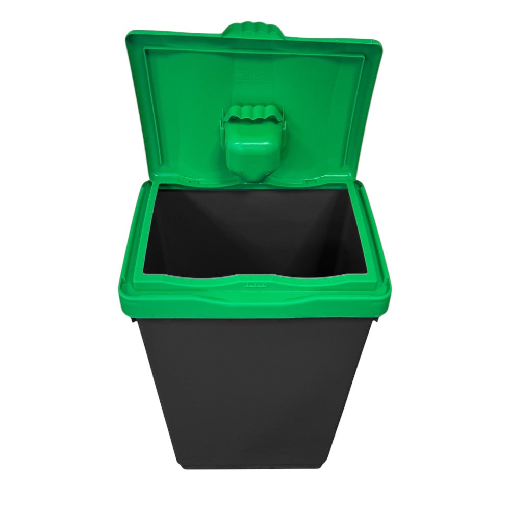 50 Litre Recycling Bin with Green Swing Lid & Food Waste Sticker Included