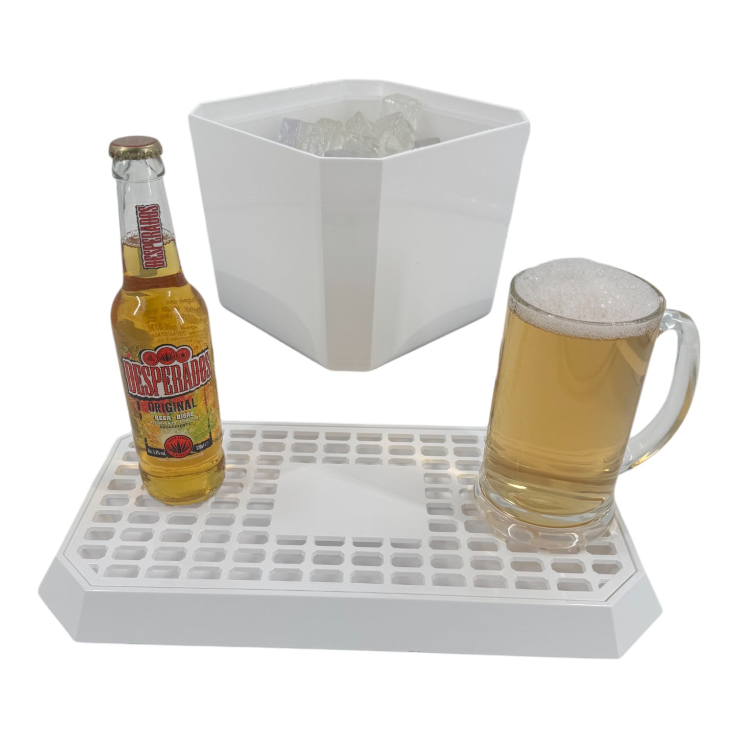 Octagonal Plastic Ice Bucket & Drip Tray White - Premium Home from Chabrias Ltd - Just £14.99! Shop now at Chabrias Ltd