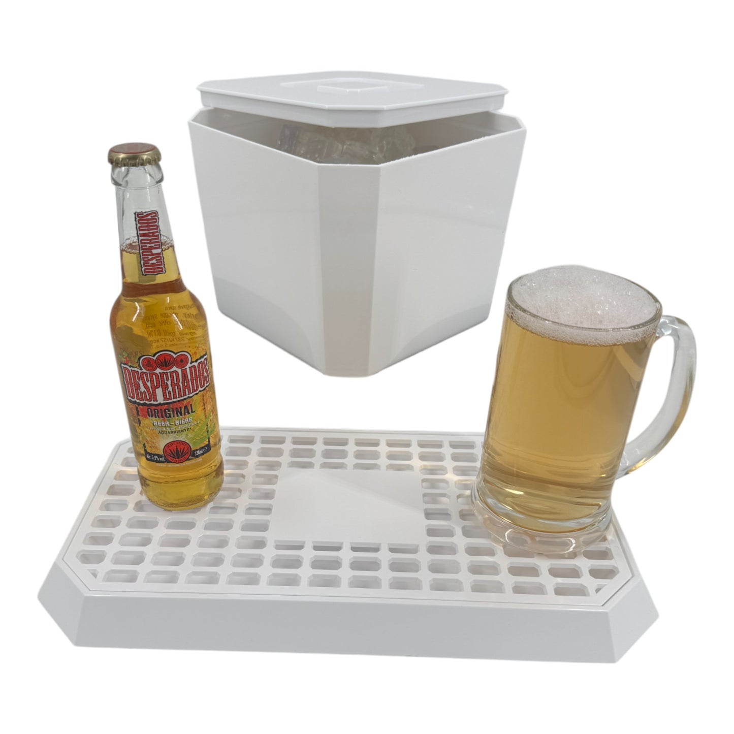 Octagonal Plastic Ice Bucket & Drip Tray White - Premium Home from Chabrias Ltd - Just £14.99! Shop now at Chabrias Ltd