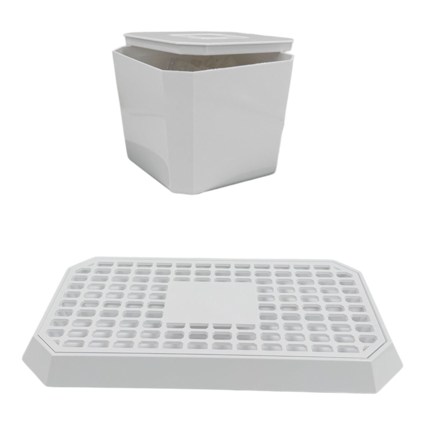 Octagonal Plastic Ice Bucket & Drip Tray White - Premium Home from Chabrias Ltd - Just £14.99! Shop now at Chabrias Ltd
