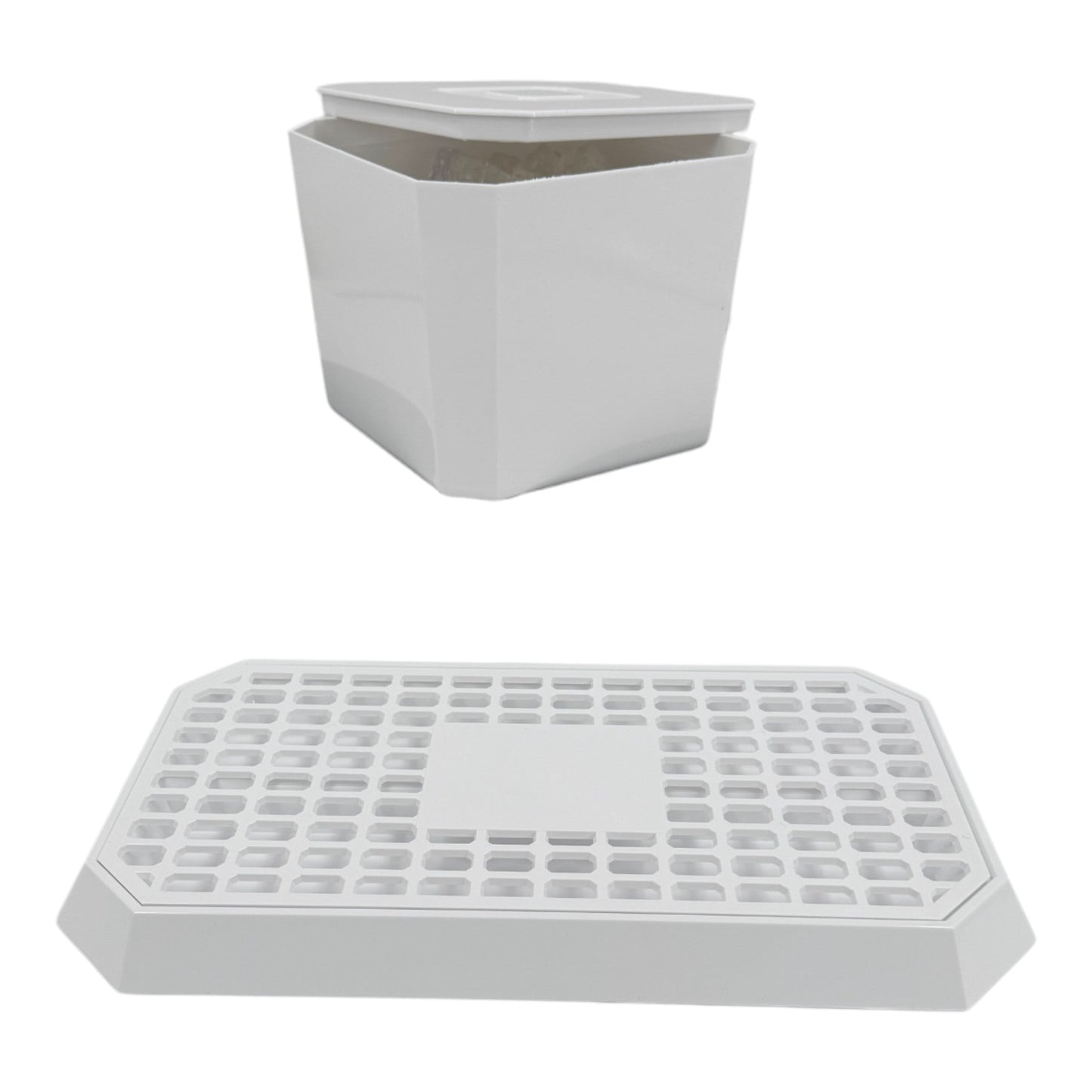 Octagonal Plastic Ice Bucket & Drip Tray White - Premium Home from Chabrias Ltd - Just £19.99! Shop now at Chabrias Ltd
