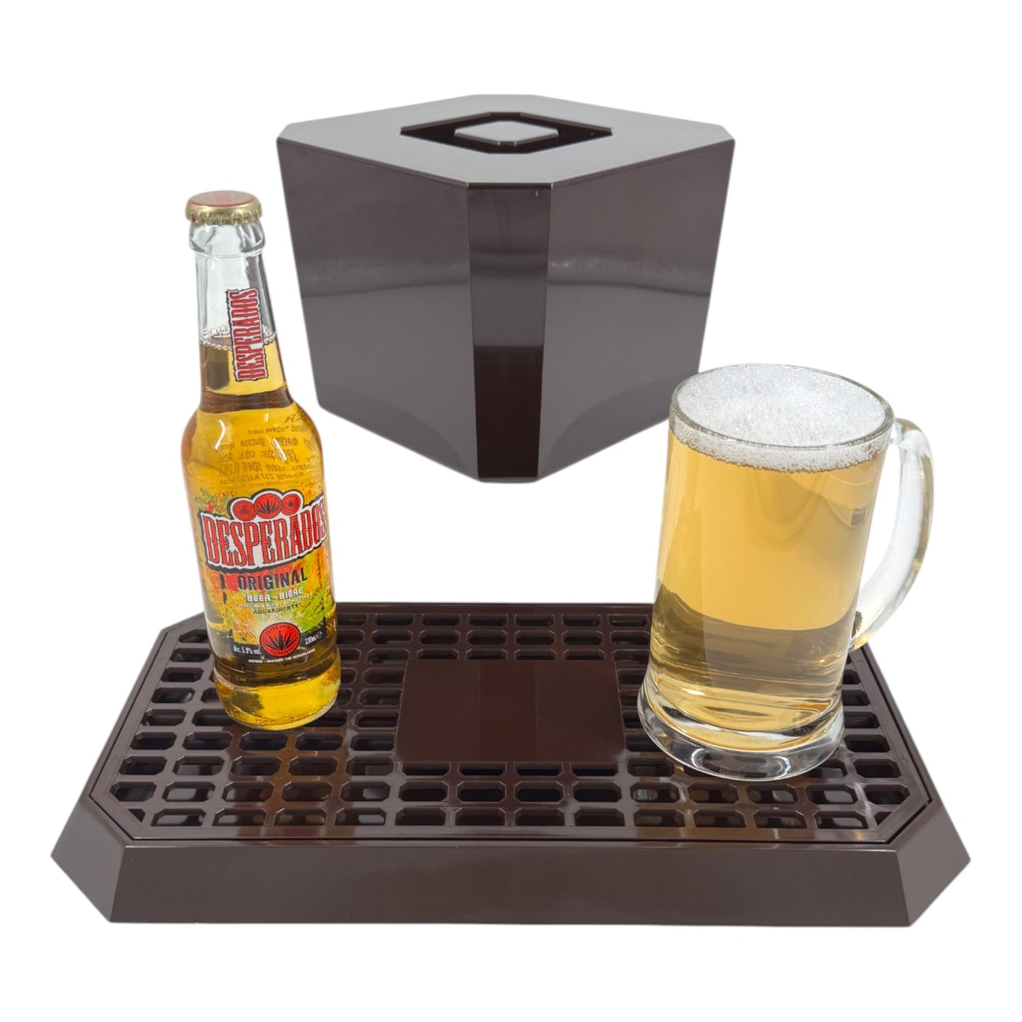 Octagonal Plastic Ice Bucket &Drip Tray Brown - Premium Home from Chabrias Ltd - Just £19.99! Shop now at Chabrias Ltd