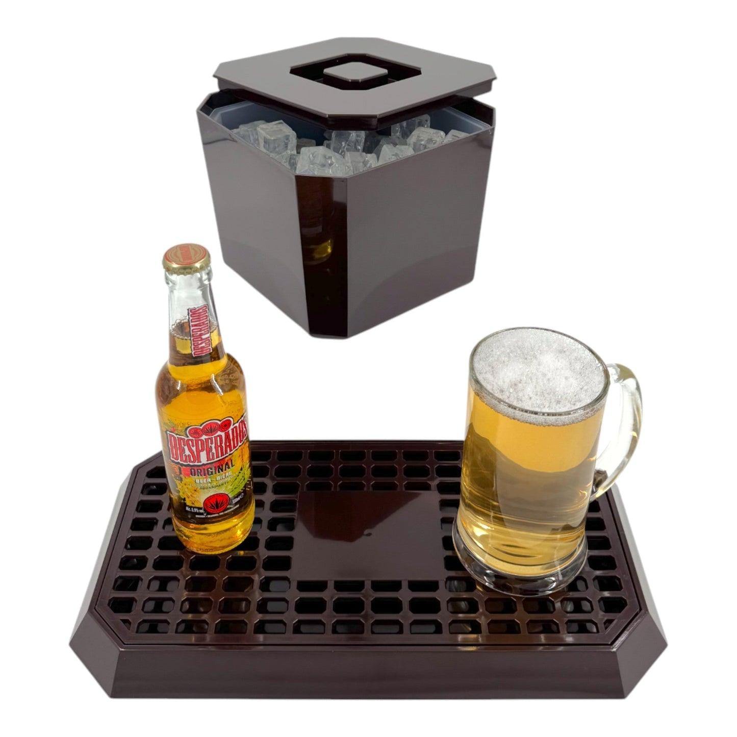 Octagonal Plastic Ice Bucket &Drip Tray Brown - Premium Home from Chabrias Ltd - Just £19.99! Shop now at Chabrias Ltd