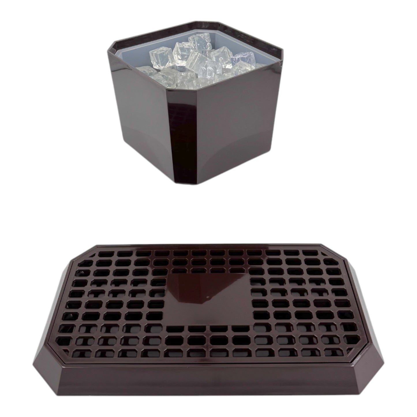 Octagonal Plastic Ice Bucket &Drip Tray Brown - Premium Home from Chabrias Ltd - Just £19.99! Shop now at Chabrias Ltd