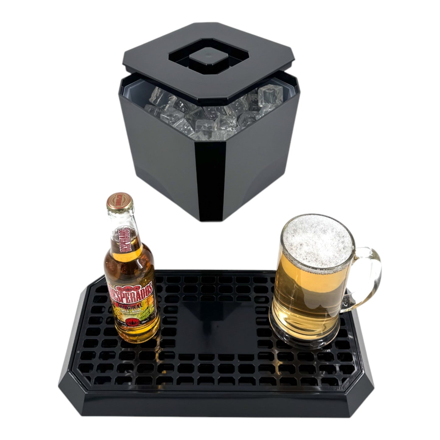 Octagonal Plastic Ice Bucket & Drip Tray Black - Premium Home from Chabrias Ltd - Just £19.99! Shop now at Chabrias Ltd