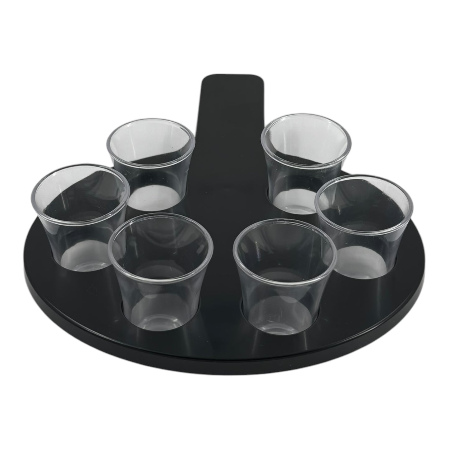 6-Hole Black Shot Glass Holder, With 6 Clear Shot Glasses - Premium Kitchen from Chabrias Ltd - Just £9.99! Shop now at Chabrias Ltd