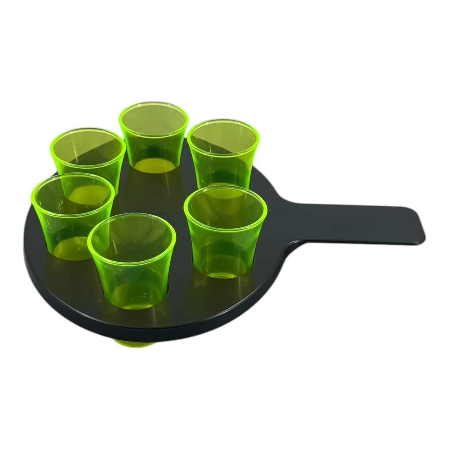 6-Hole Black Shot Glass Holder, With 6 Yellow Shot Glasses - Premium Kitchen from Chabrias Ltd - Just £9.99! Shop now at Chabrias Ltd