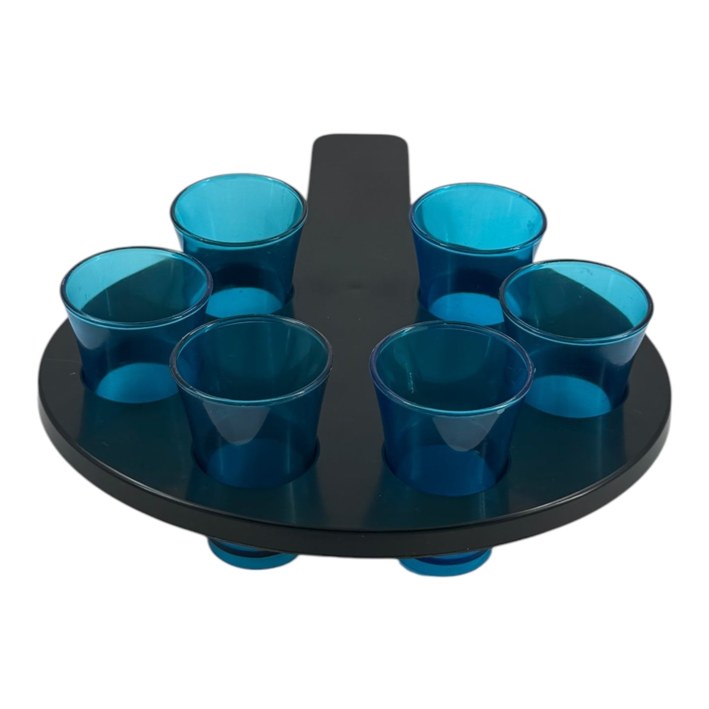 6-Hole Black Shot Glass Holder, With 6 Blue Shot Glasses - Premium Kitchen from Chabrias Ltd - Just £9.99! Shop now at Chabrias Ltd