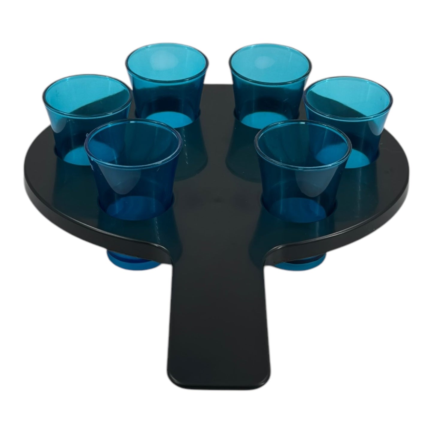 6-Hole Black Shot Glass Holder, With 6 Blue Shot Glasses - Premium Kitchen from Chabrias Ltd - Just £9.99! Shop now at Chabrias Ltd