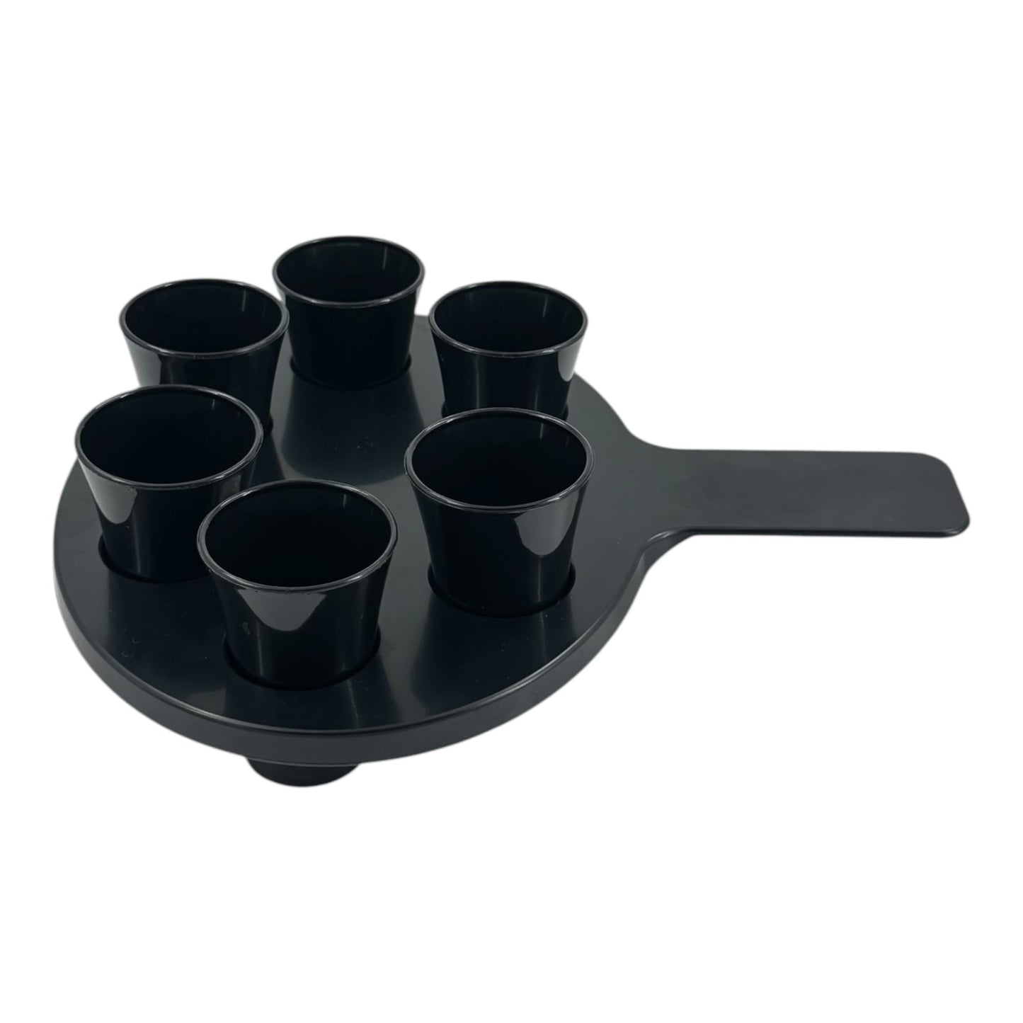 6-Hole Black Shot Glass Holder, With 6 Black Shot Glasses - Premium Kitchen from Chabrias Ltd - Just £9.99! Shop now at Chabrias Ltd